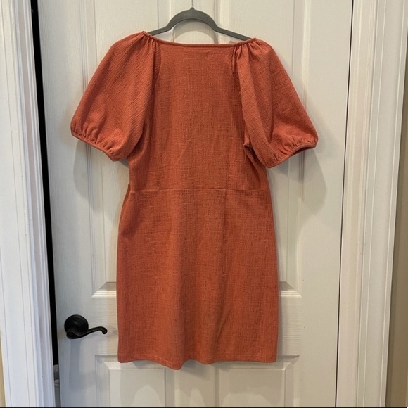 Madewell Texture & Thread Puff-Sleeve Dress / short Sleeve Button Down - Picture 6 of 7